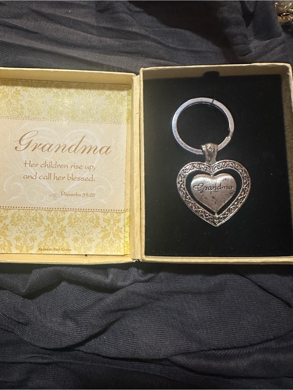 Grandma Heart Keychain - Silver Sentiment Keyring